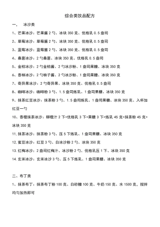 综合类饮品配方