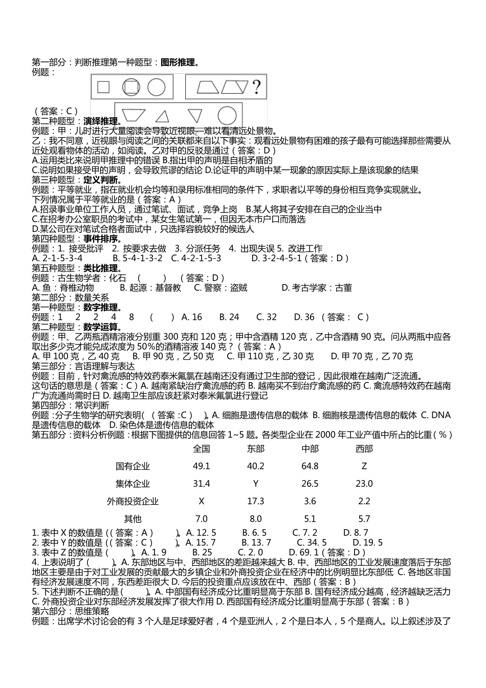 综合素质测试题型以及常考题_第1页