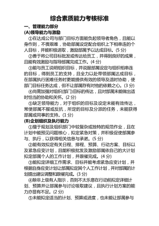 综合素质能力考核标准