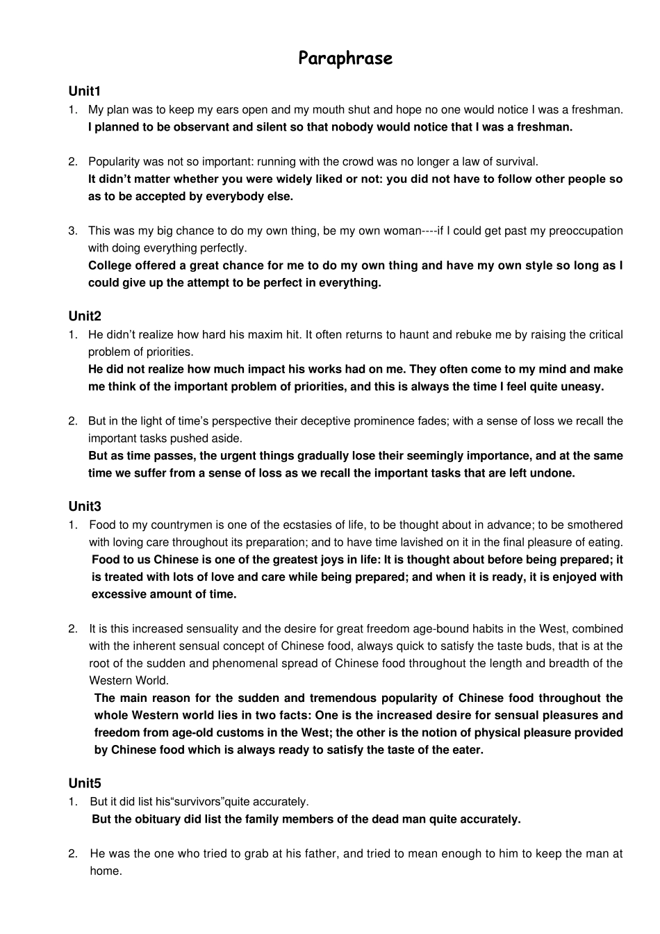 综合英语第三册paraphrase_第1页