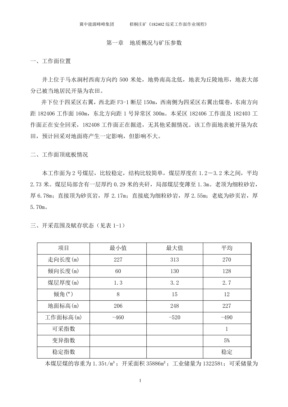 综采工作面作业规程_第1页