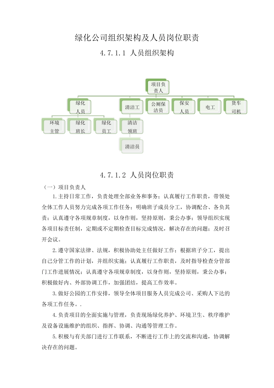 绿化公司组织架构及人员岗位职责_第1页