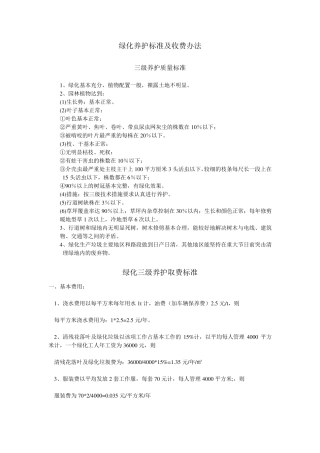 绿化养护取费标准