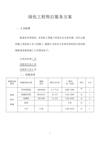 绿化工程售后服务方案