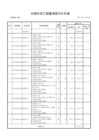 绿化工程报价表