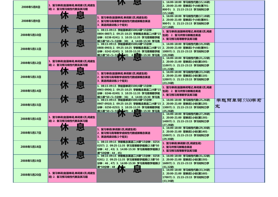 超好的学习计划表_第3页