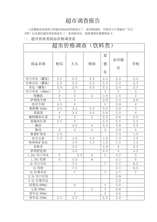 超市价格调查报告