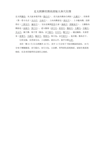 足太阴脾经图人体穴位图