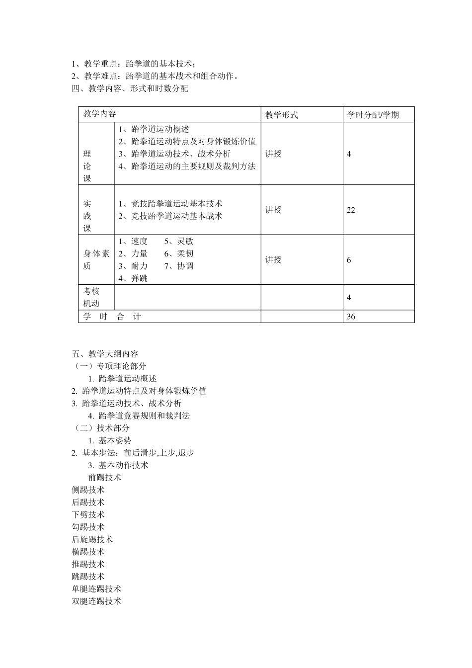 跆拳道教学大纲_第2页