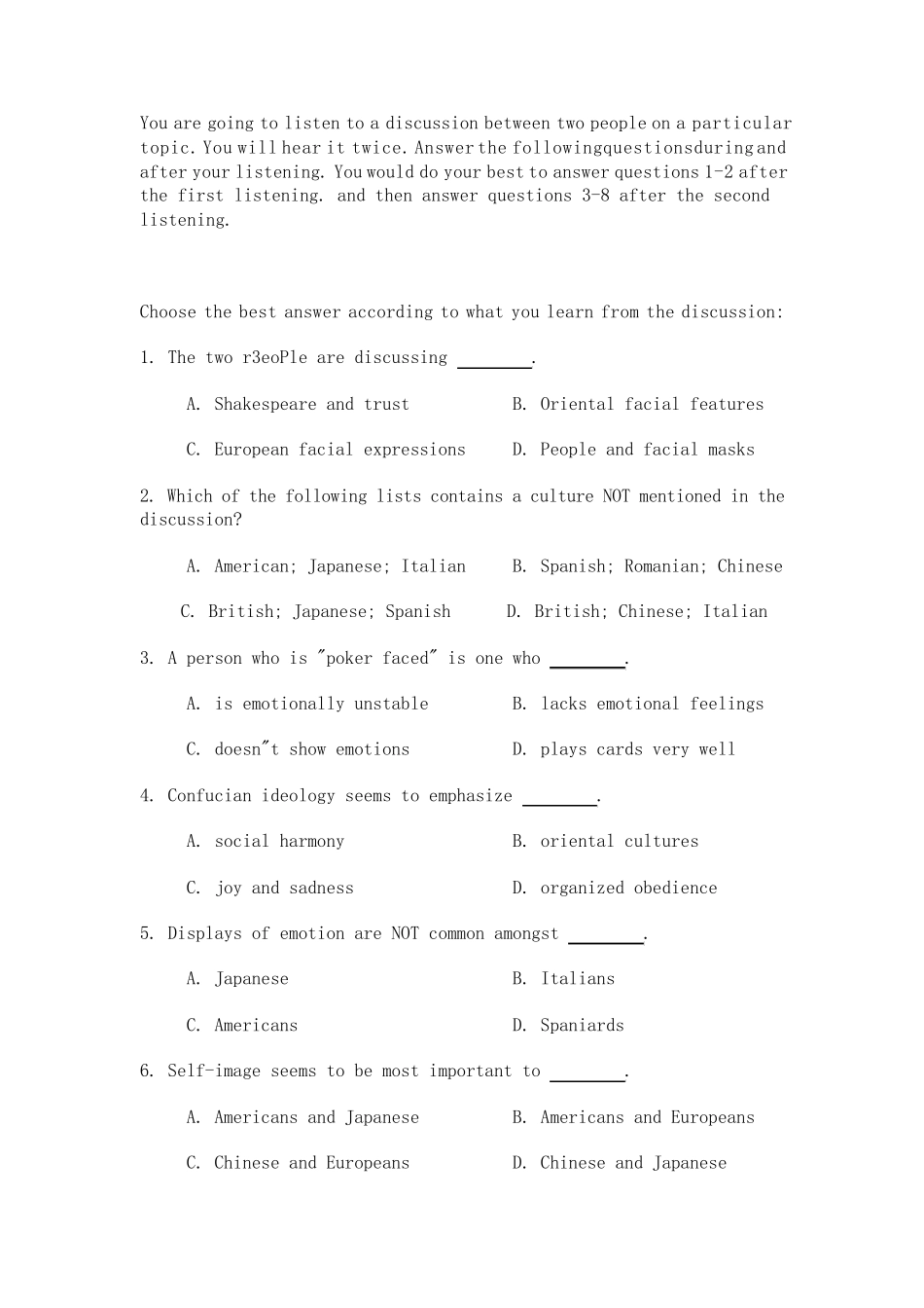 跨文化交际试题_第2页