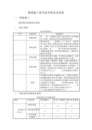 路基施工技术要求及标准