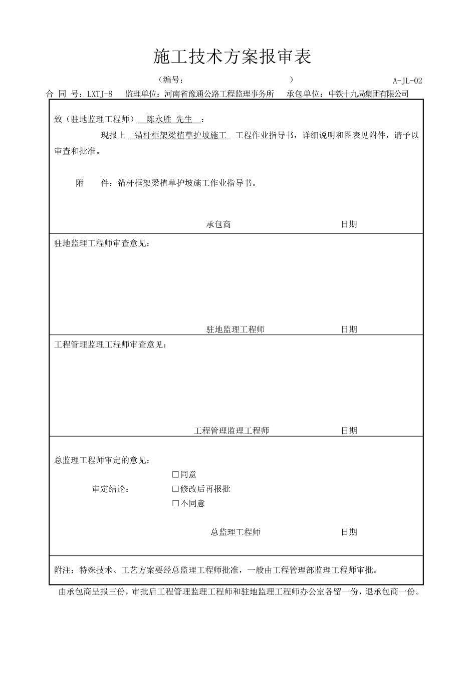 路基锚杆框架梁植草护坡施工作业指导书_第1页