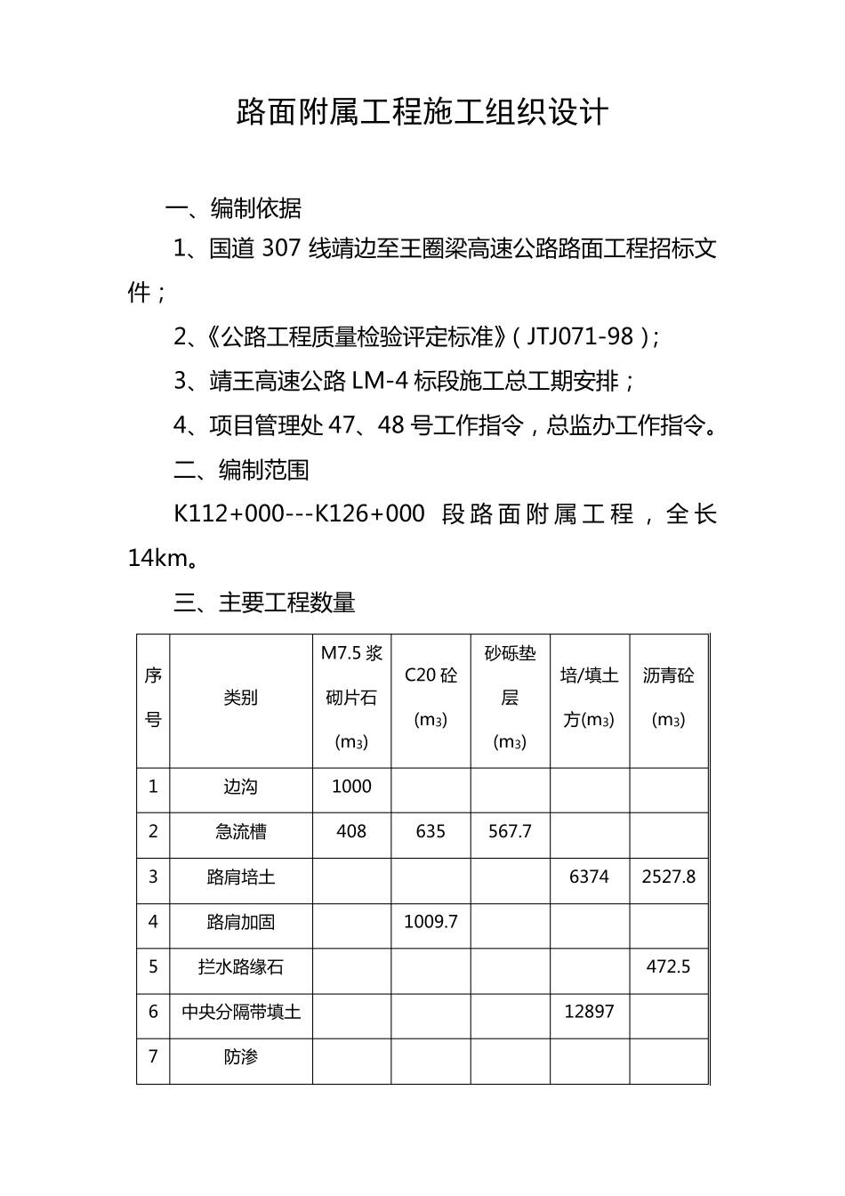 路面附属工程施工组织设计_第1页