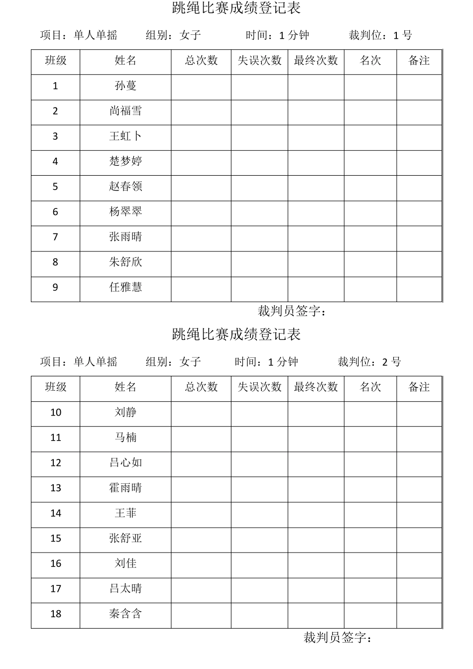 跳绳比赛成绩登记表_第3页