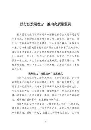 践行新发展理念推动高质量发展
