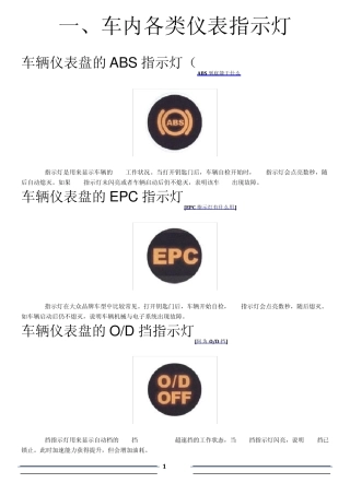 车内指示灯及功能按钮