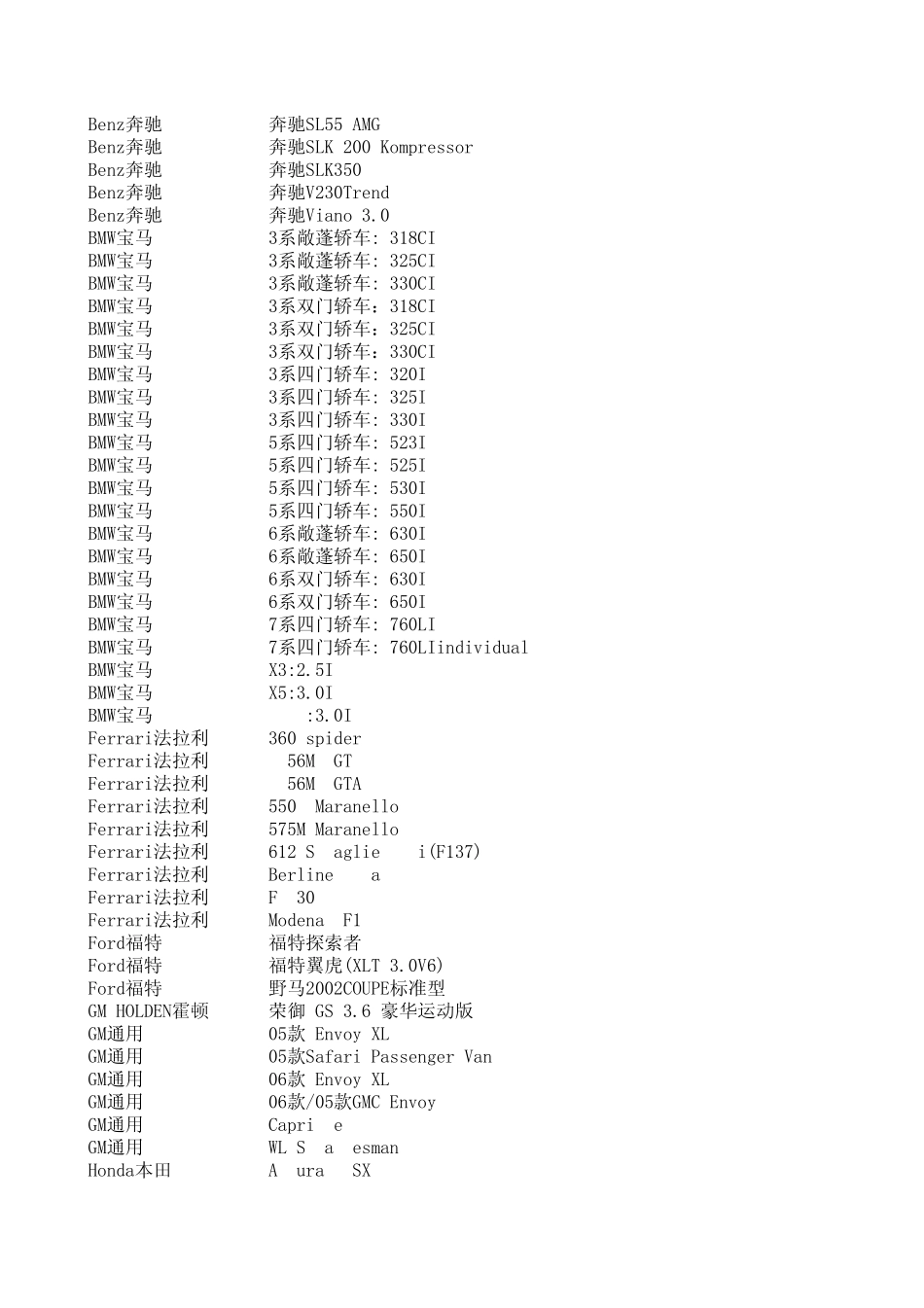 车型与轮胎型号对照表_第2页