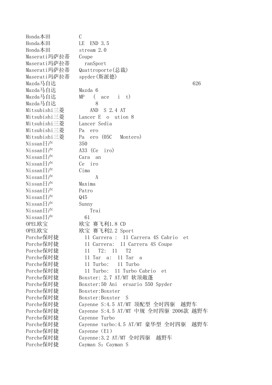 车型与轮胎型号对照表_第3页