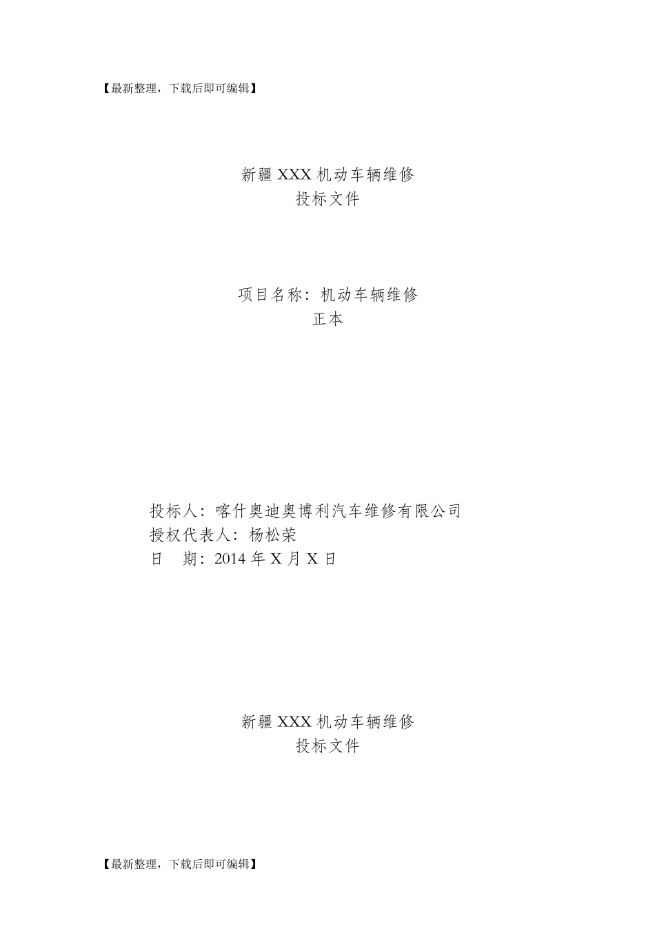 车辆维修投标文件(完整资料)_第1页