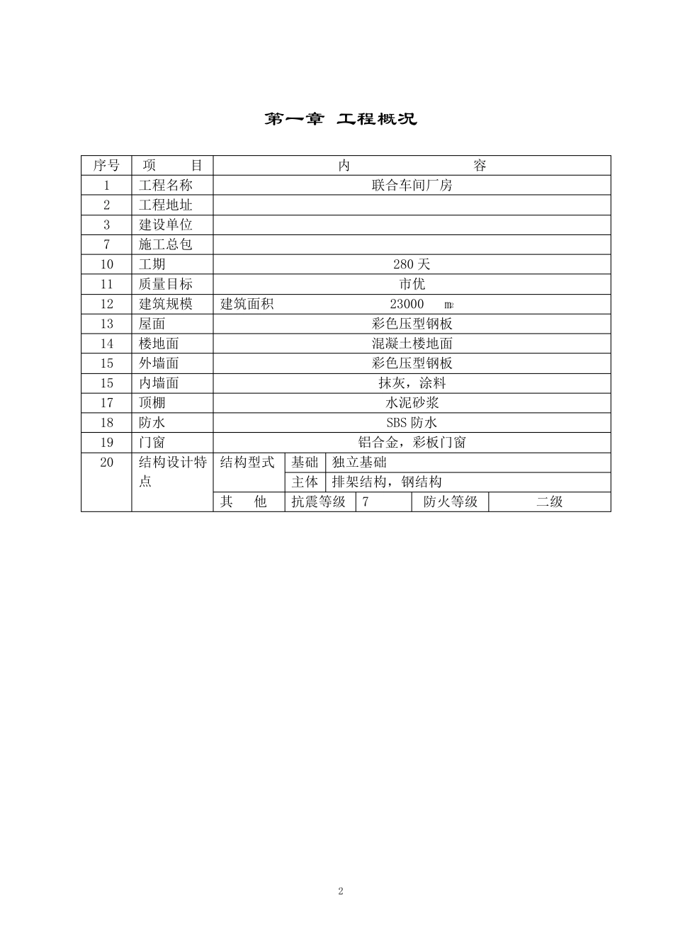 车间厂房施工组织设计方案_第2页