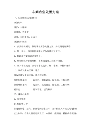 车间应急处置方案