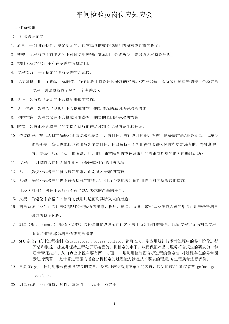 车间检验员岗位应知应会(通用)_第1页