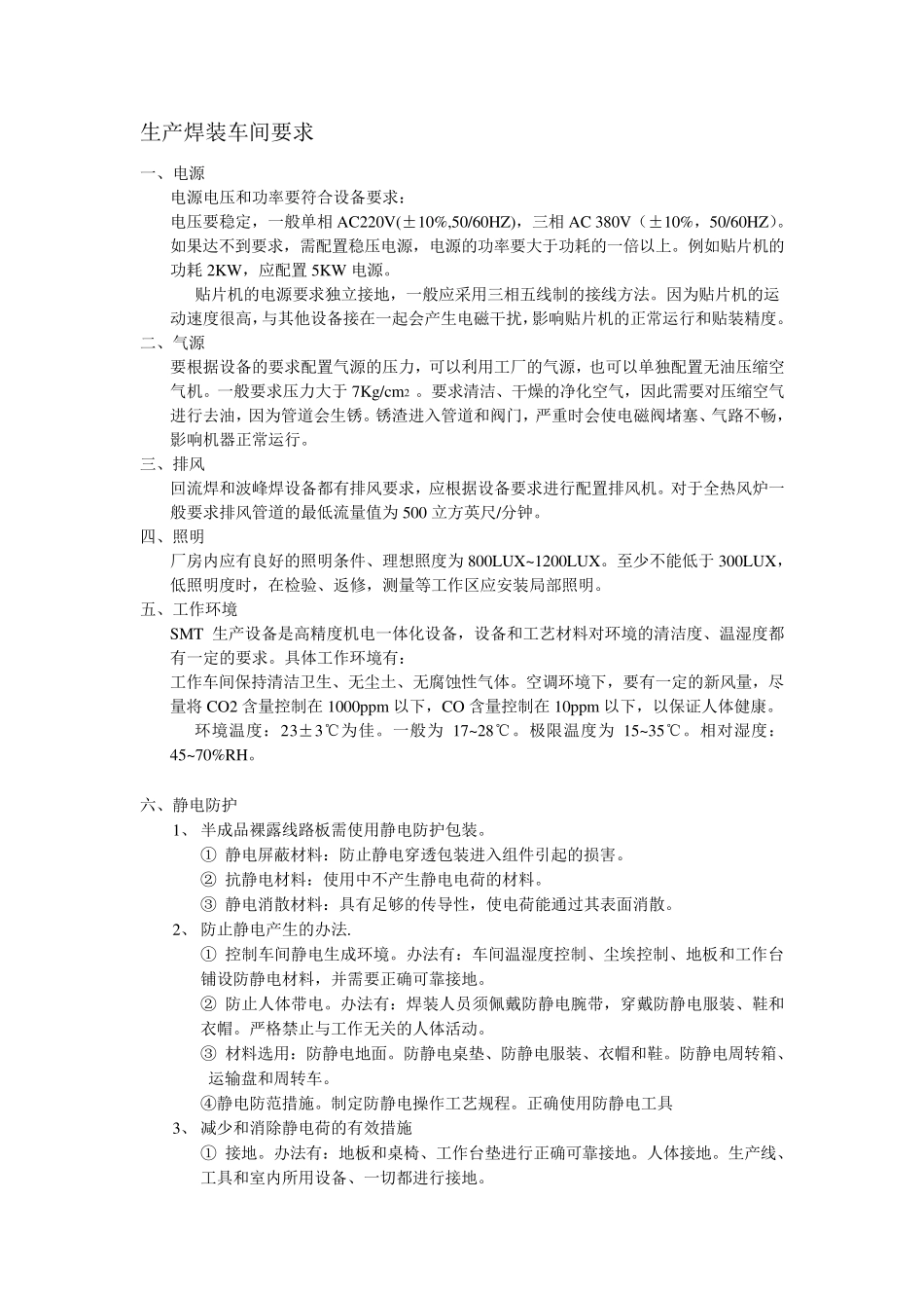 车间环境要求与生产工艺要求_第1页