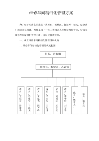 车间精细化管理制度(方案)