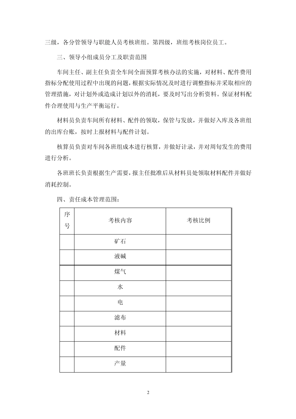 车间责任成本预算管理办法_第2页