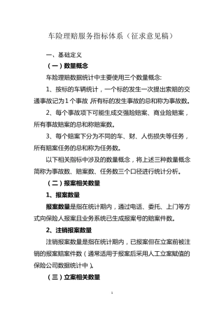 车险理赔服务指标体系(10.1915个指标)