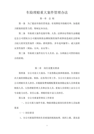 车险理赔重大案管理办法