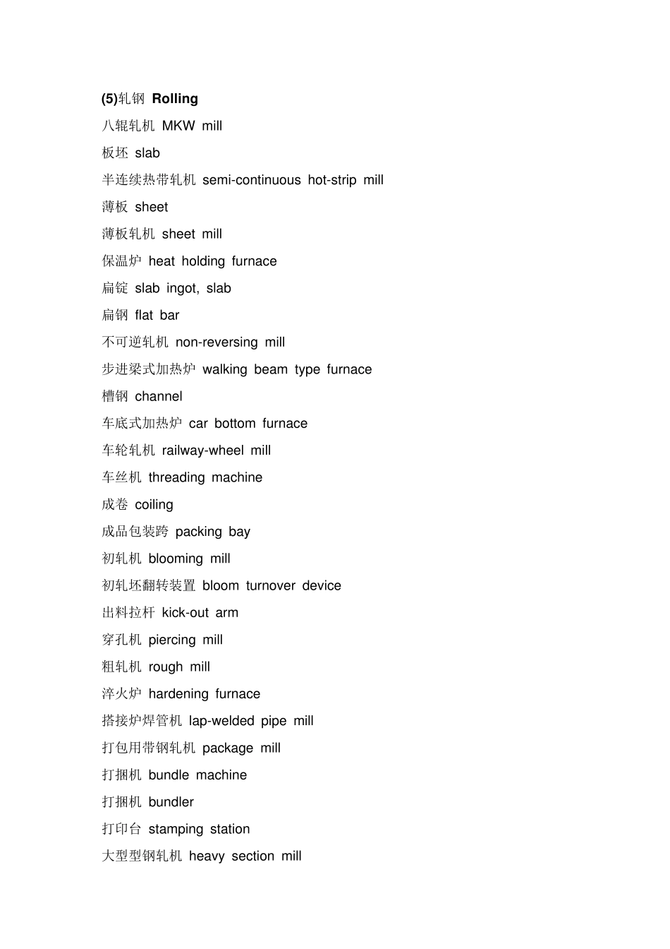 轧钢专业英语必备词汇_第1页