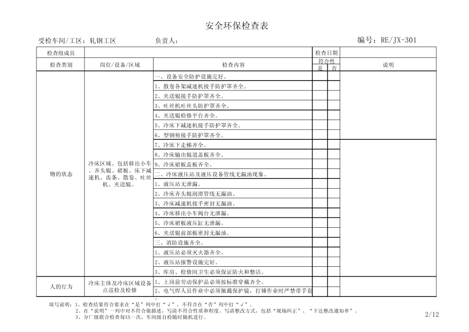 轧钢安全检查表_第2页