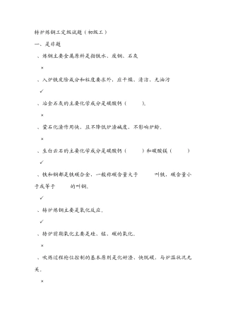 转炉炼钢工定级试题初级工