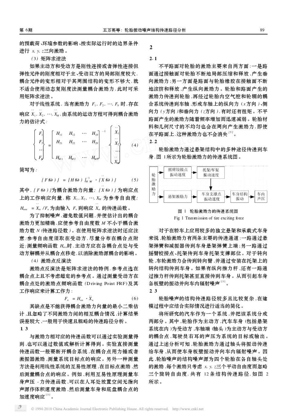 轮胎振动噪声结构传递路径分析彭为2010_第2页