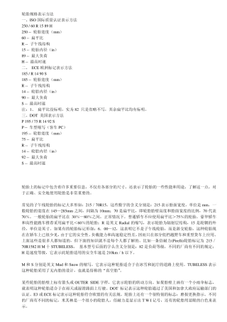 轮胎规格表示方法