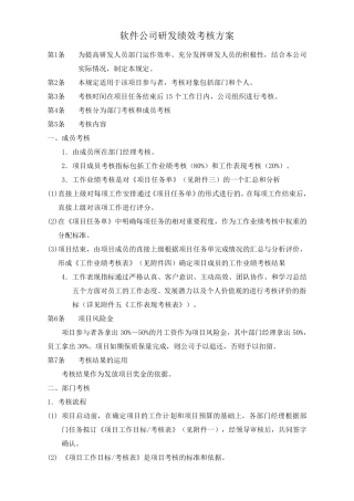 软件公司研发绩效考核方案