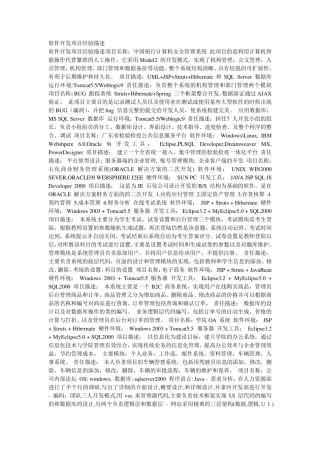 软件开发项目经验描述