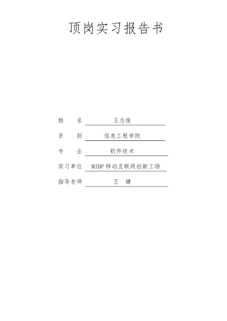 软件技术顶岗实习报告