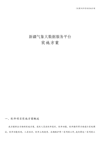 软件系统实施方案