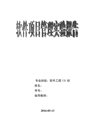 软件项目管理课程设计实验报告