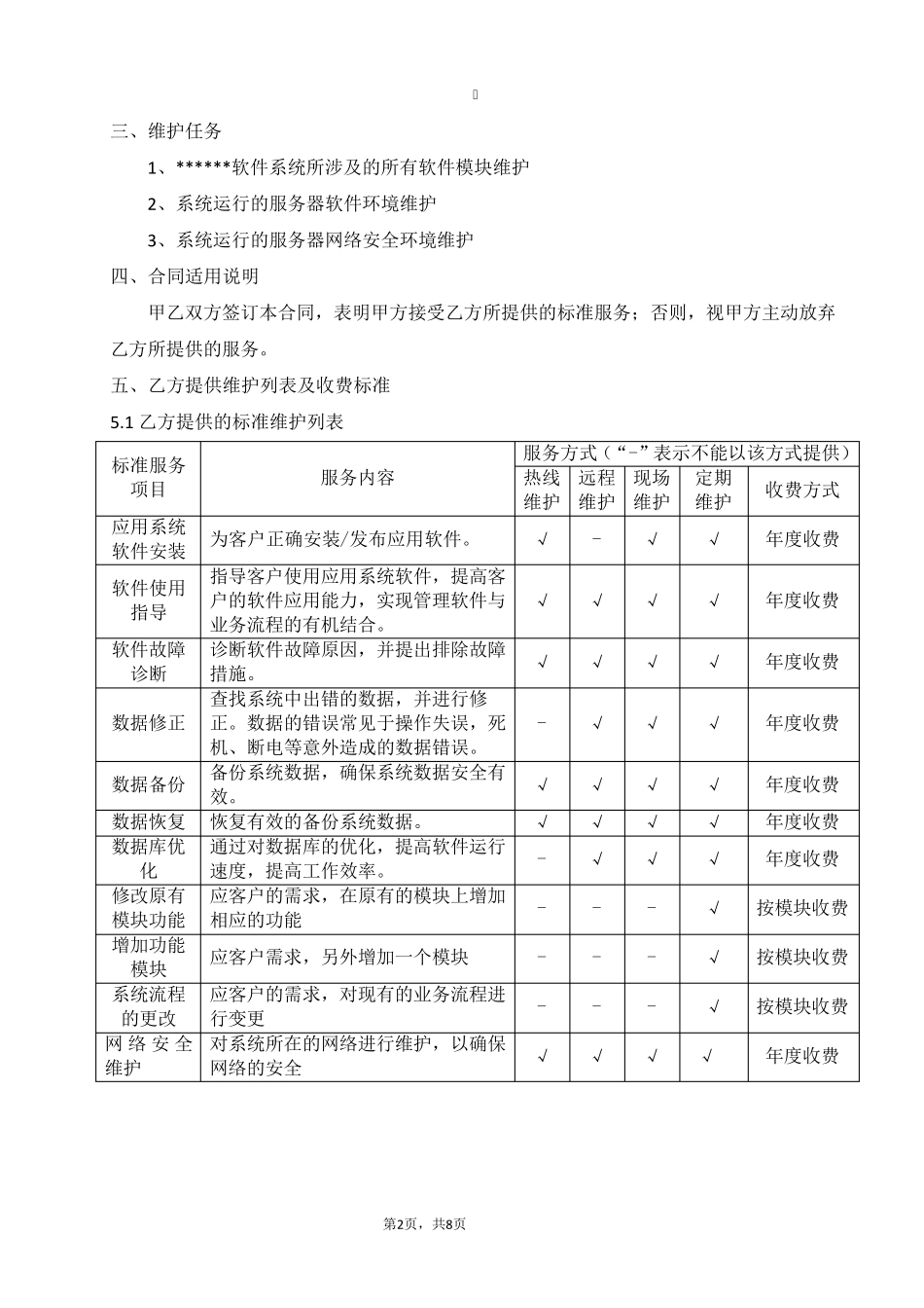 软件项目维护合同范本_第2页