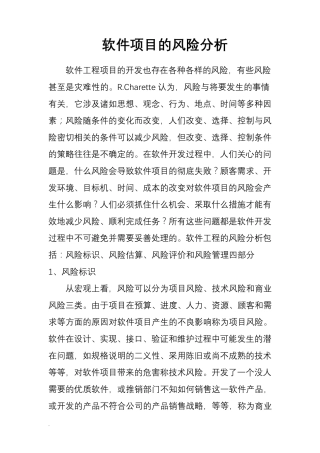 软件项目风险分析