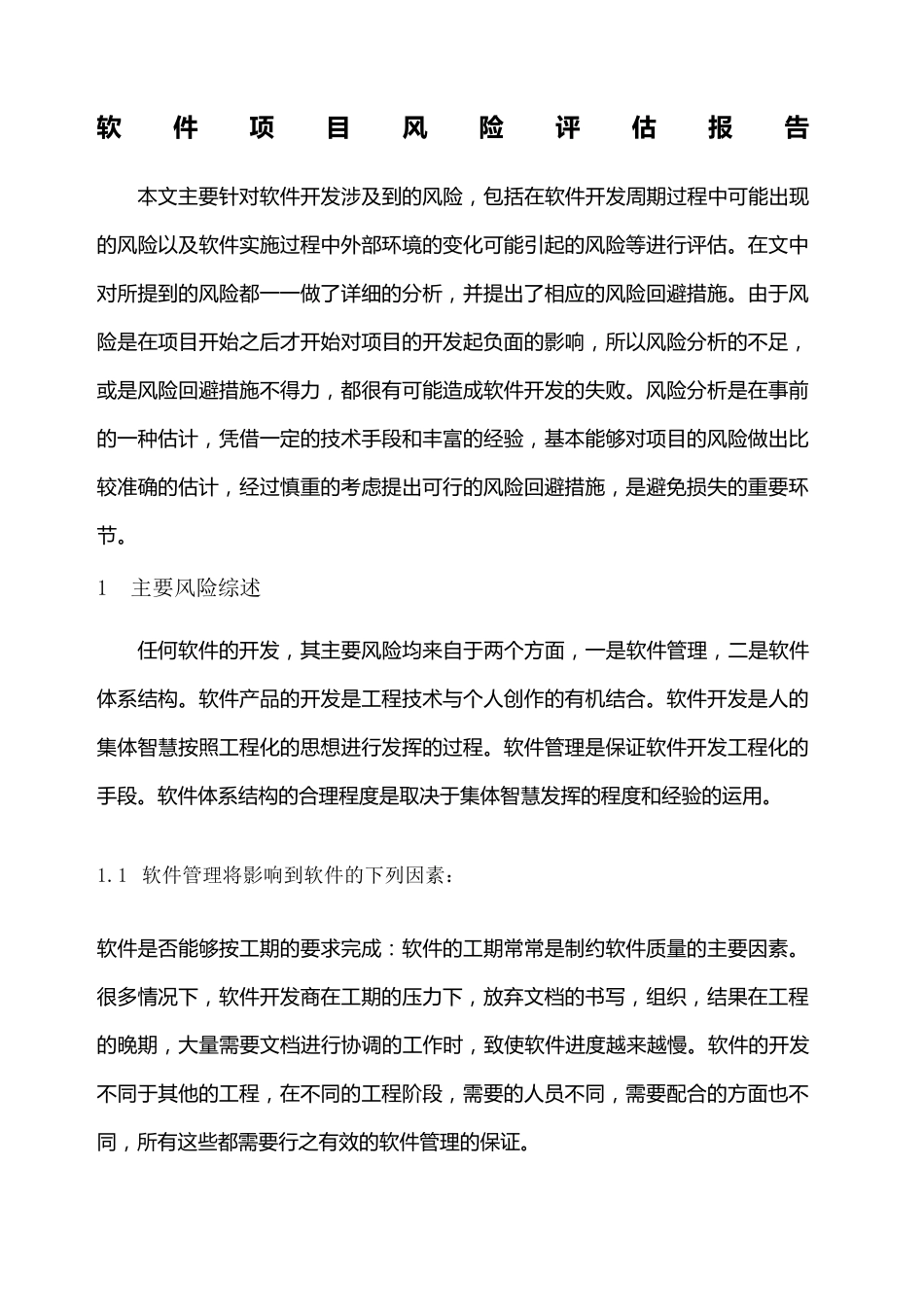 软件项目风险评估报告_第1页