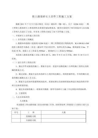软土路基碎石土垫层工程施工...