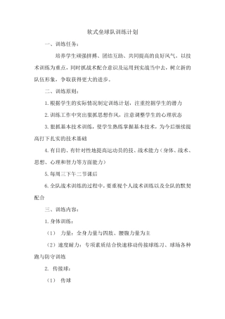 软式垒球训练计划