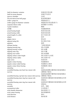 轴承专业英文词汇English全