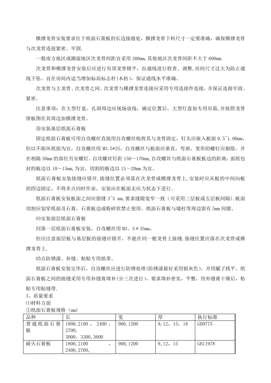 轻钢龙骨、双层石膏板吊顶施工方案_第3页