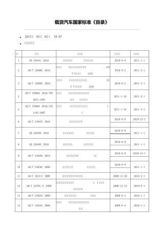 载货汽车国家标准《目录》