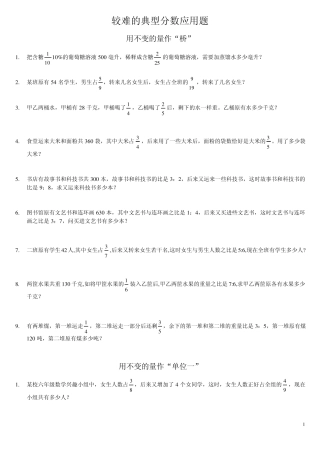 较难的典型分数应用题